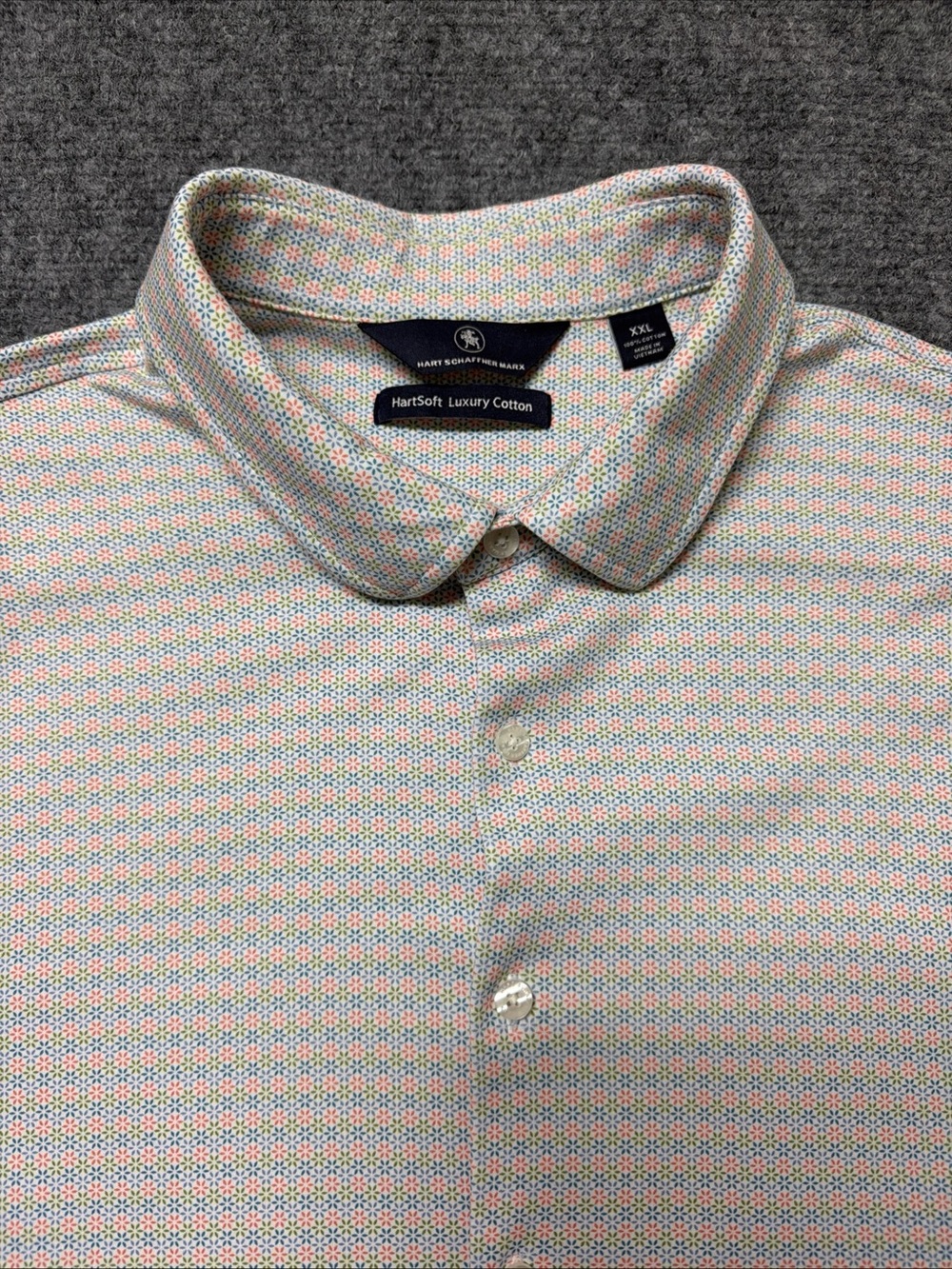 Hart Schaffner Marx Multicolor Micro-Pattern Short Sleeve Button-Down Shirt XXL